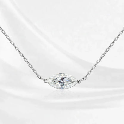 Marquise Cut 1-3CT Zircon or Moissanite Necklace for Women Gemstone Lab Diamond Pendant 925 Sterling Silver Plated 14K