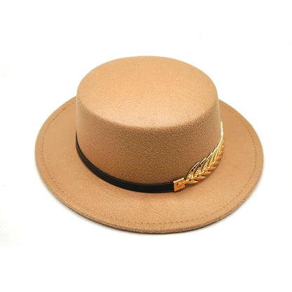 Autumn Winter Women Men Wool Vintage Trilby Felt Fedora Hat Ribbon With Wide Brim Gentleman Elegant  For Lady Flat top Jazz Caps