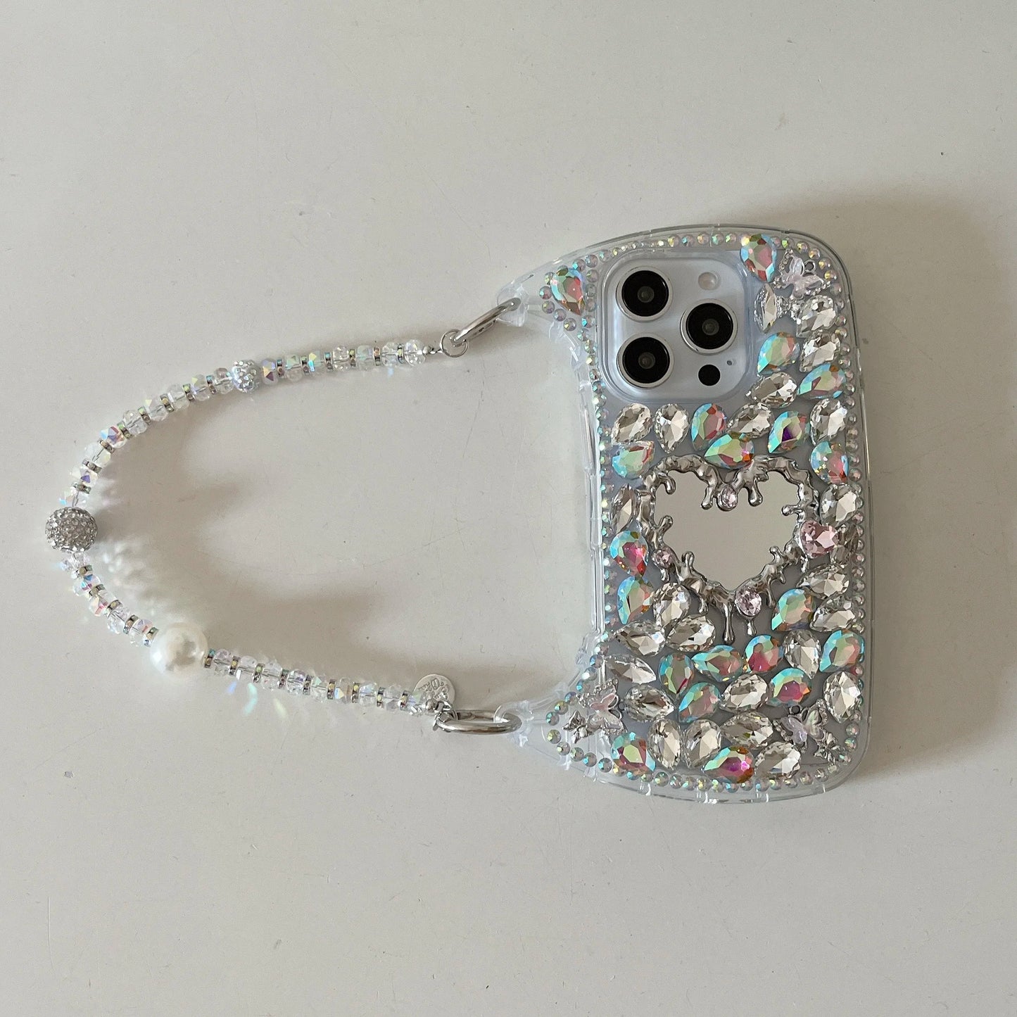 Luxury Bling Rhinestone Hand Bag with Mirror For iphone 17 pro max case 11 12 13 14 15 16 Pro Max Plus Phone Cases For 16 Pro
