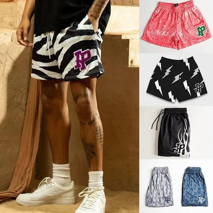 Mens Clothing IP Trend Casual Shorts Summer Fitness Sports Mesh Breathable Quick Dry Short Pants Man Beach Basketball Sweatpants