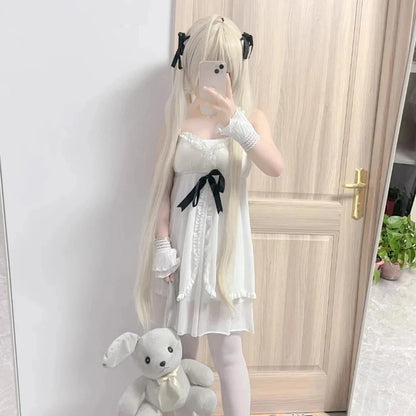 Anime Yosuga No Sora Kasugano Sora Cosplay Costume Girls Sweet Lolita Dress Pajamas Summer Nightgown Ruffle Nightwear Clothes