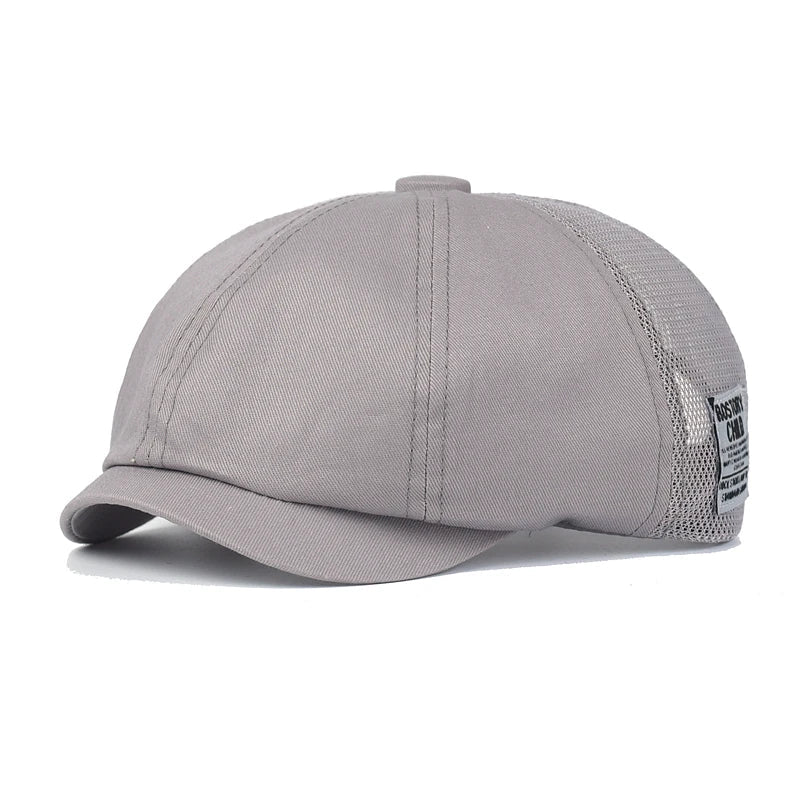 Summer Mesh Newsboy Cap Breathable Cotton Peaky Octagonal Hat Vintage Casual Cap Solid Berets Visor Gatsby Flat Ivy Hat