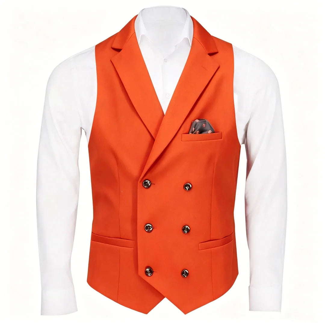 Men Vest Black Solid Double Button With Lapel Waistcoat For Business Wedding Party Banquet Prom Daily Casual Men Suit Vest