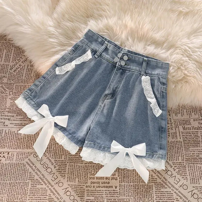 Blue High Waist Denim Shorts for Women Youthful Cheap Classic Stretchy Kpop Japanese 2000s Style Hot XL Short Jean Pants Woman