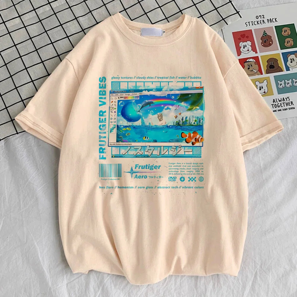 Frutiger Aero top tees women kawaii Y2k Colorful Graphic Punk Comfortable tshirt Colorful Y2k Grunge harajuku Pop Culture 80s