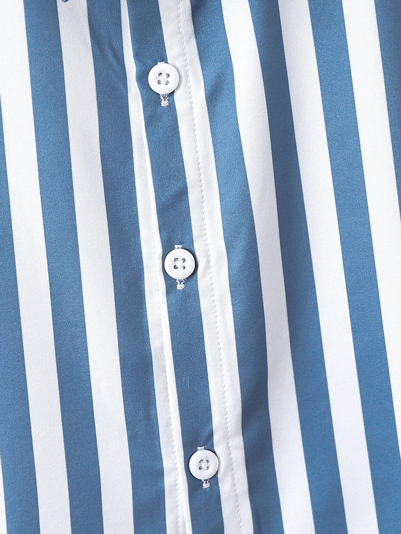 2pcs Summer Boys Blue & White Striped Shirt Set, Soft Style, Daily/Party Wear, Suitable for 1‑4Y, Breathable Fabric