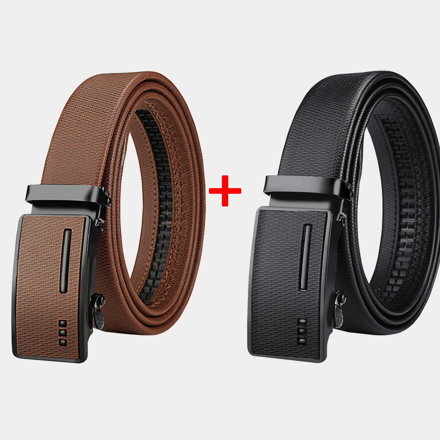 Two Pack New Men's Belt Automatic Buckle Waist Belt Korean Version Trendy Casual Versatile Middle-Aged Youth Business Pants Belt