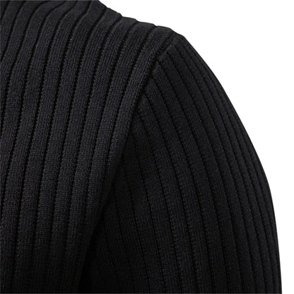 Men's Long Sleeve T-shirt Fall Winter Fashion Knit Slim Fit Polo Sweater Riibed Henry Collar Sweatershirt for Man