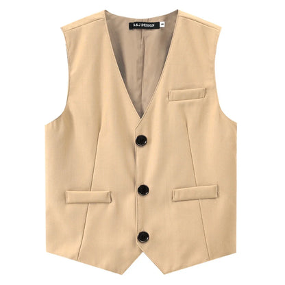 Black Vest Boys Dress Suit Kids Blazer Toddler Wedding Formal Piano Performance Waistcoats Children School Party Navy Clothes