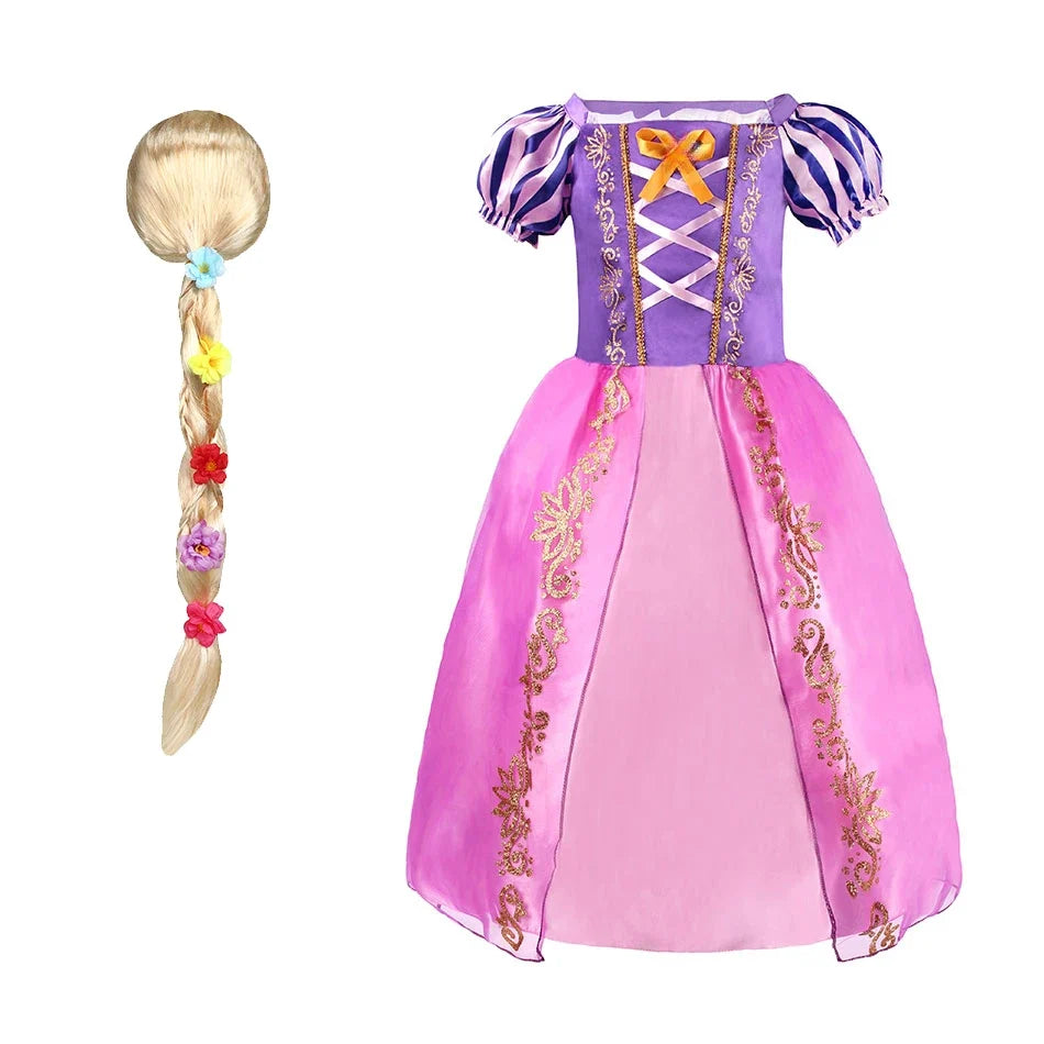 Kids Rapunzel Dress Children Party Tangle Costume Girls Summer Birthday Fantasy Cosplay Carnival Halloween Clothes 3-8 Years