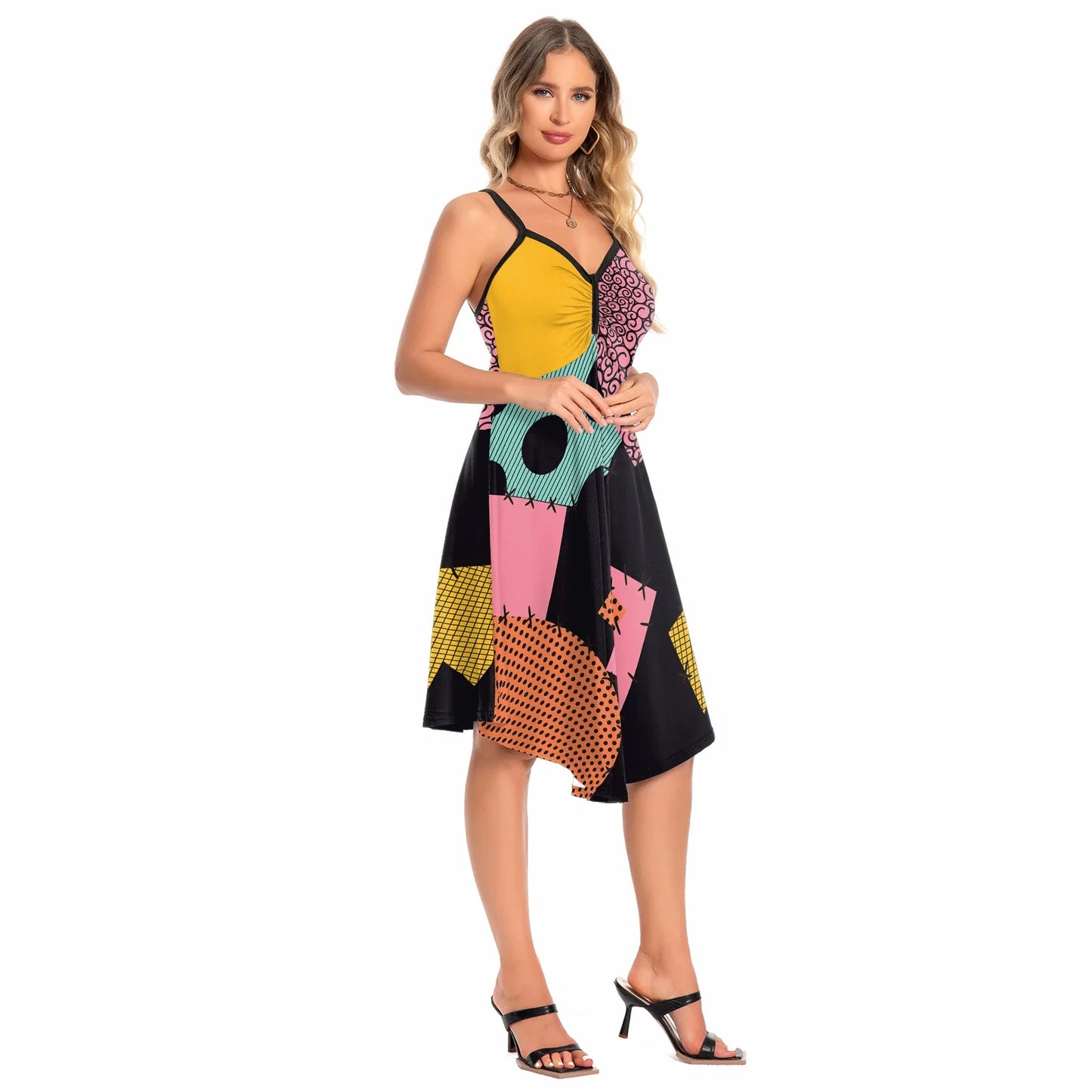 Halloween Nightmare Christmas Sally Dress Spaghetti Strap Women's Sexy Backless Dresses Patchwork Vestidos