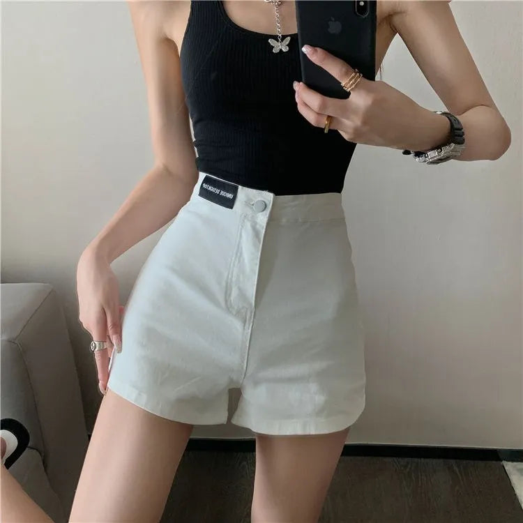 Retro Spicy Girl High Waist Skinny Denim orts Women's Summer Thin Korean Sle Cotton Stretch Tight Fit Trendy Hot Pants