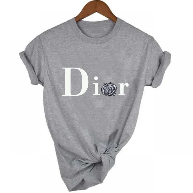 Men's and Women's Letter Printed Short Sleeved Shirt Basic  Round Neck T-shirt Fashionable Casual Short Sleeved Summer Brand New