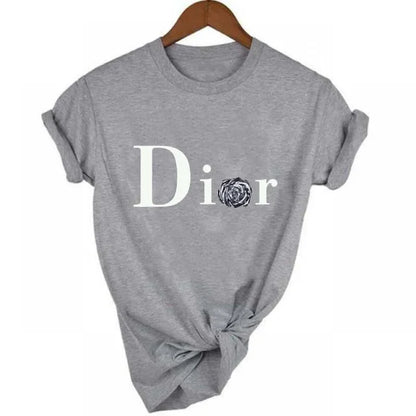 Men's and Women's Letter Printed Short Sleeved Shirt Basic  Round Neck T-shirt Fashionable Casual Short Sleeved Summer Brand New