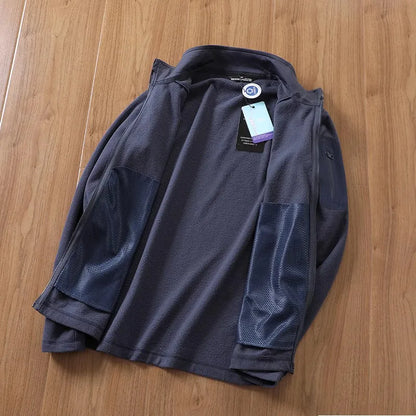 Outdoor Lightweight Fleece Sweatshirt Jacket Men's Zipper Closure Stand Collar Technical Fabric Comfortable Youth Fashion