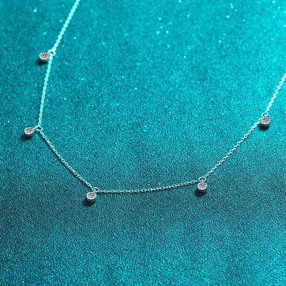 Luxury D Color Full 3/3.5mm Round Bubble Moissanite Diamond Tennis Necklace for Women Party S925 Silver 2-Layer Neck Chain