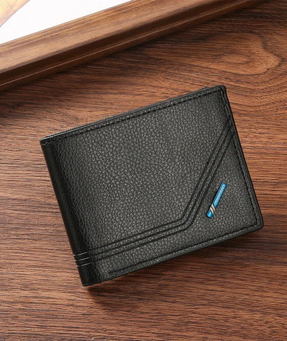 Homme court bifold en faux cuir masculina billetera porte-cartes d'identité porte-monnaie pochette couleur unie hombre business mince