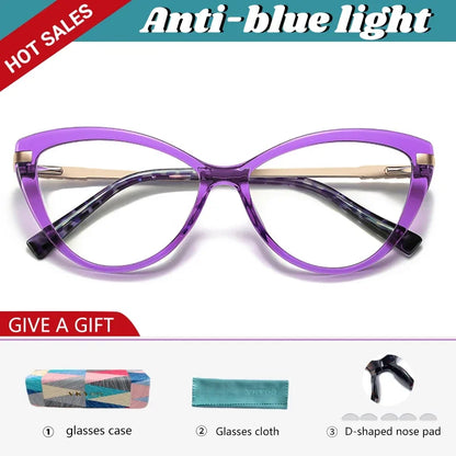 New Cat Eye Optical Glasses Women Myopia Prescription Glasses Hyperopia Reading Glasses Anti Blue Light Computer Eyewear