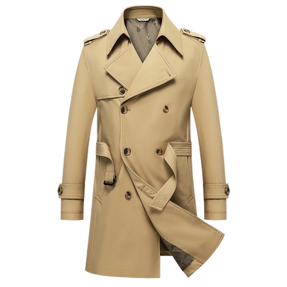 2024 Autumn New Men's Medium to Long Fashion Windbreaker Coat High Quality Double breasted British style Coat Series Belt Coat