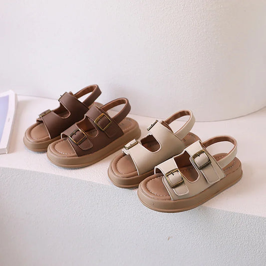 Kids Sandal 2024 New Summer Sandals for Boy Fashion Girls Thick Bottom Causal Sandals Children Beach Shoes Open-toe Hook Loop