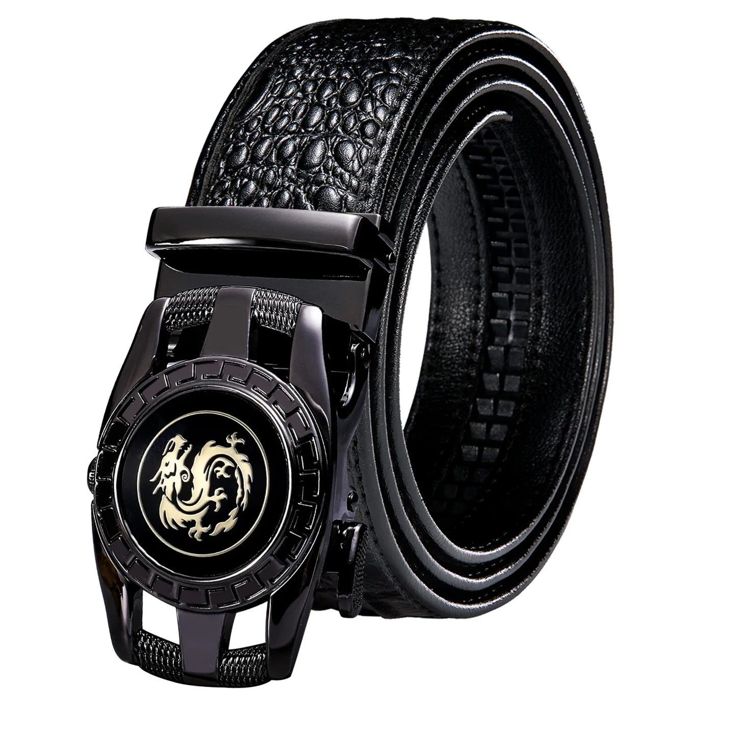 Crocodile Designer Luxury Genuine Leather Belts for Men Casual Jeans Belt Strap Gold Automatic Buckle Black Belt PD-2036