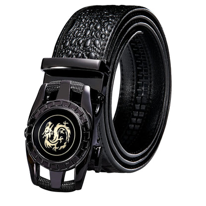 Crocodile Designer Luxury Genuine Leather Belts for Men Casual Jeans Belt Strap Gold Automatic Buckle Black Belt PD-2036