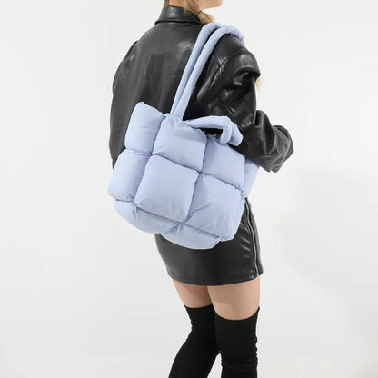 Fashion Soft Puffer Tote Bag Designer Quilted Women Shoulder Bags Nylon Padded Lady Handbags Down Cotton Warm Winter Shopper Bag