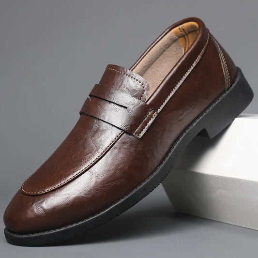Mens Casual Leather Shoes Comfortable Slip on Loafers Leather Dress Shoe Classic Business Footwear zapatos para hombre chaussure