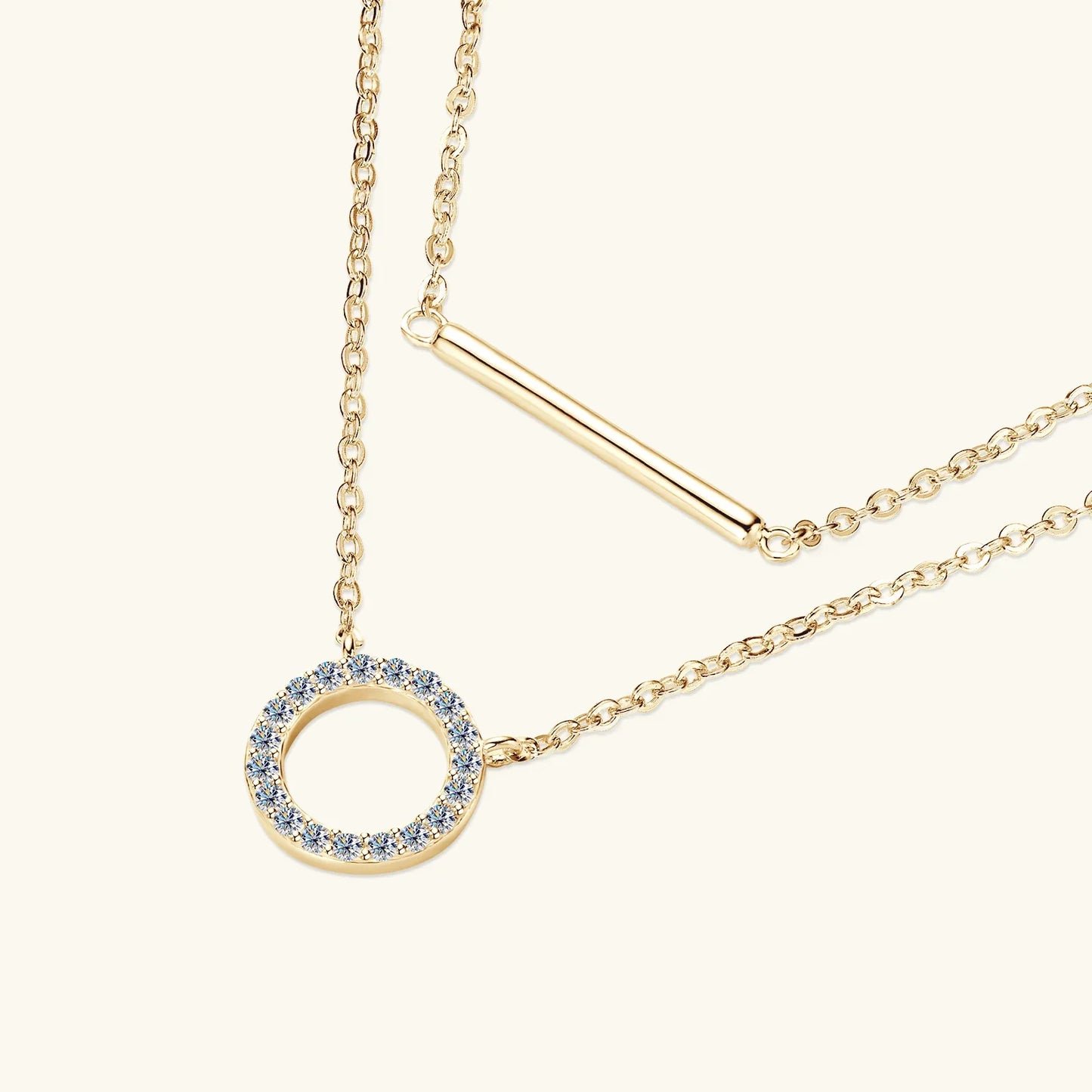Dainty 1.5mm Moissanite Necklace for Women 14K Gold/Sterling Silver Plated Double Layer Chain Trendy Jewelry Gifts