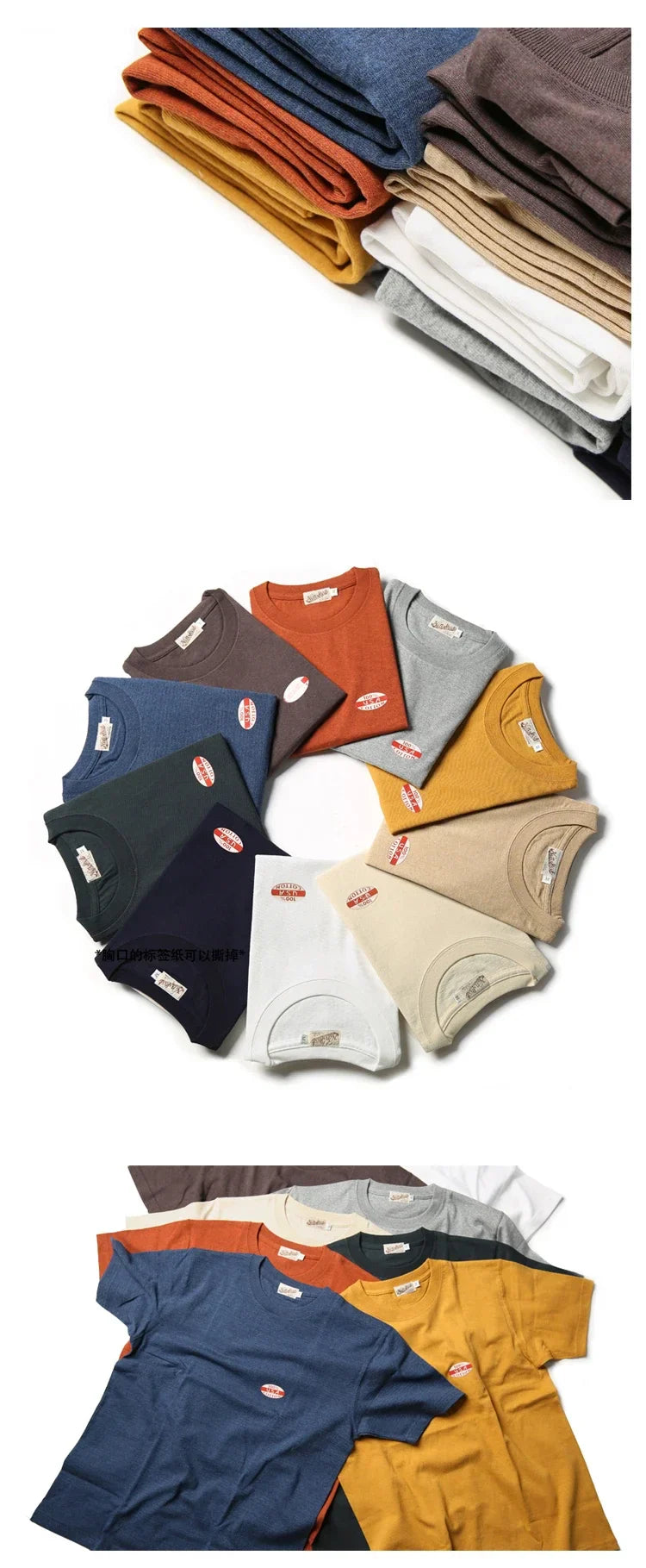Non Stock 260g Seamless Tubular T-Shirts USA Cotton Crew Neck Short Sleeve Tee