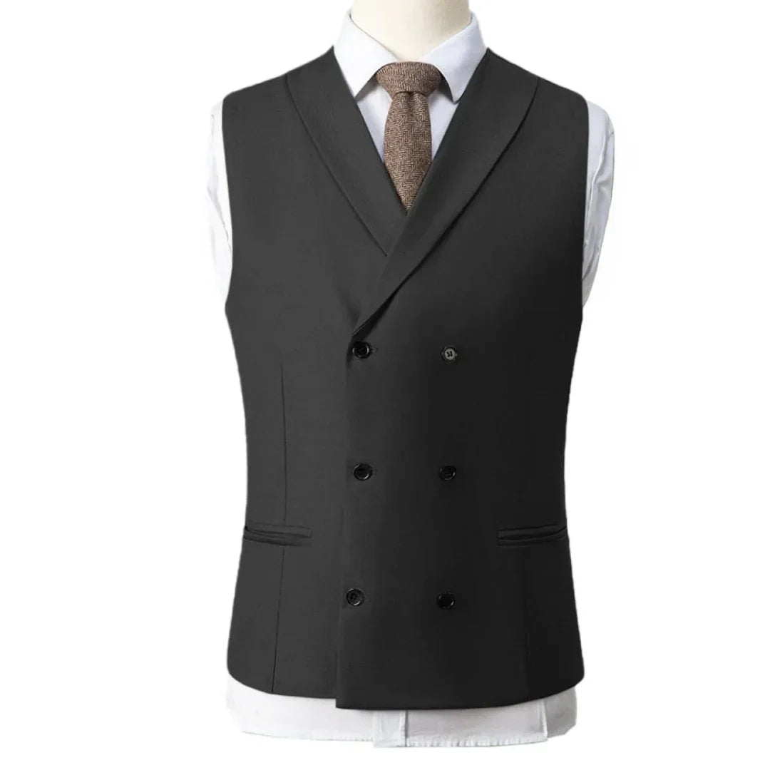 Men Vest Gray With Lapel Double Breasted Solid Waistcoat For Banquet Wedding Business Work Office Casual Daily Men Suit Vest