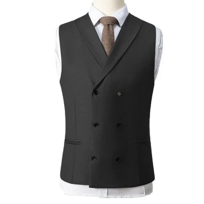 Men Vest Gray With Lapel Double Breasted Solid Waistcoat For Banquet Wedding Business Work Office Casual Daily Men Suit Vest