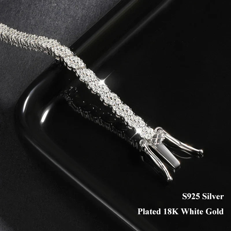 2025 New In Rhombus Shape Full 1.2mm D Color Moissanite Tennis Bracelet For Women 925 Silver Diamond Link Chain Bracelets
