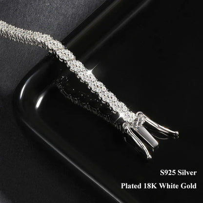 Rhombus Shape Full 1.2mm D Color Moissanite Tennis Bracelet For Women 925 Silver Plated 18k Diamond Link Chain Bracelets