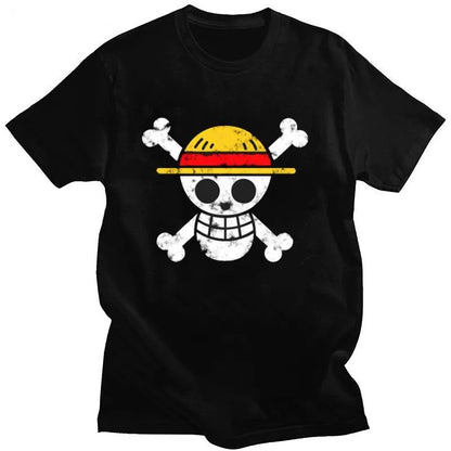 One Piece Men's T-Shirt Monkey D. Luffy Japanese Anime Summer Boy Children's Short Sleeve High Quality Parent-Child Wear