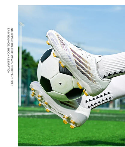Men's High Top Soccer Shoes FG/TF Long Spikes Adult Football Boots Lightweight Professional Athletic Training