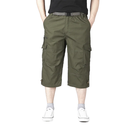 Summer pure cotton cropped shorts for men and young people, straight leg sports camouflage casual workwear shorts, loose and thi