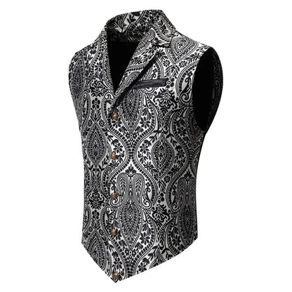 Men's Suit Vest , Casual Lapel Single Breasted Jacquard Slim Fit Holiday Vest, Red, Pink, Black and more available.