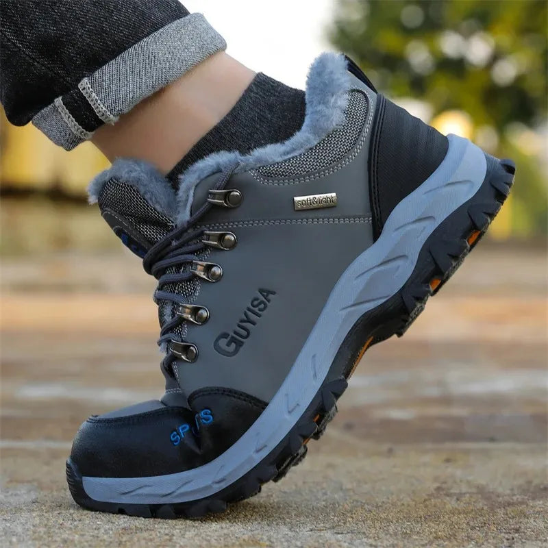 2024 New Winter Plush Safety Work Shoes For Men Waterproof Indestructible Steel Toe Cap Anti Nail Construction Shoes Male Boots