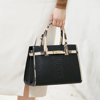 Hot Brand 100% Genuine Leather Single Shoulder Bag Business Women  Black Animal Pattern Purses High End Totes#YC350