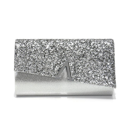 V Design Metal Chain Glamorous Design Evening Bags Envelope Shaped Sequins Handbags For Prom Dinner Wedding Banquet Purse