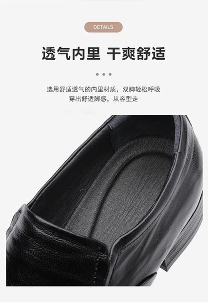 2026 New Low-heeled Business Shoes for Men Black Spring Summer Leather Shoes Male Fashion Casual Dress Shoe Man