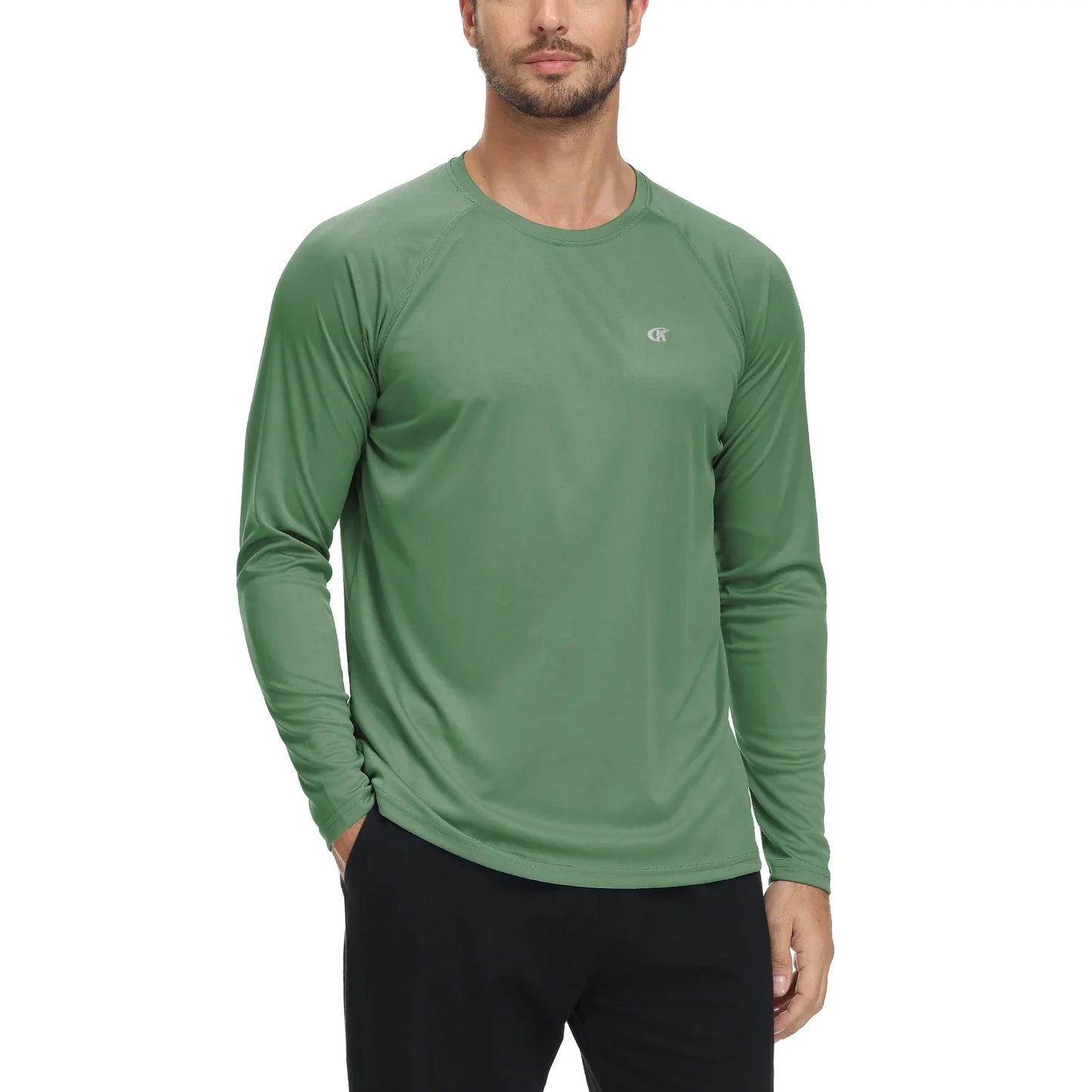 Men UPF 50+ Long Sleeve T-Shirt, Rash Guard Breathable Tops, Pullover Shirt for Sport Fishing Hiking Running Beach Surfing