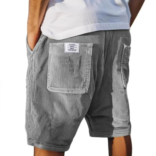 New Fashion American Men Multi Pocket Patch Vintage Corduroy Shorts Casual Streetwear Cargo Short Pants Summer Beach Bottoms