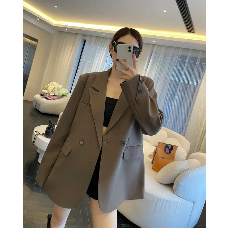 Coat Women Blazer Coats Turn Down Collar Blazers Jackets Y2k Streetwear Work Suits Elegant Splice Casual Jacket 2026 Spring