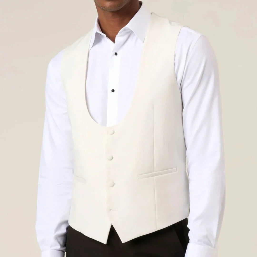 Men Vest White Solid Single Breasted Waistcoat For Business Wedding Banquet Party Prom Business Daily Casual Men Suit Vest