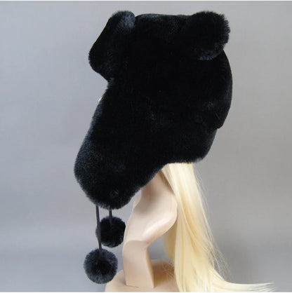 Hot Sale New Women False Rex  Rabbit False Fur Hat Winter Warm Fur Hat Black and White Panda Cute Color Artificial Hat