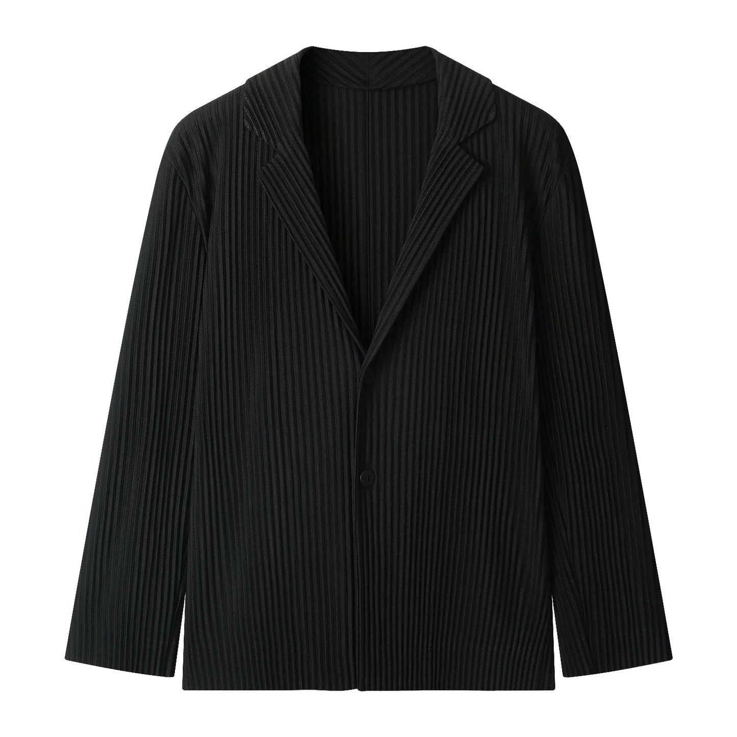 Pleated Blazer Black Suits For Men High Quality Casual Japanese Style Blazers Stretch Fabric Slim Fit Coat