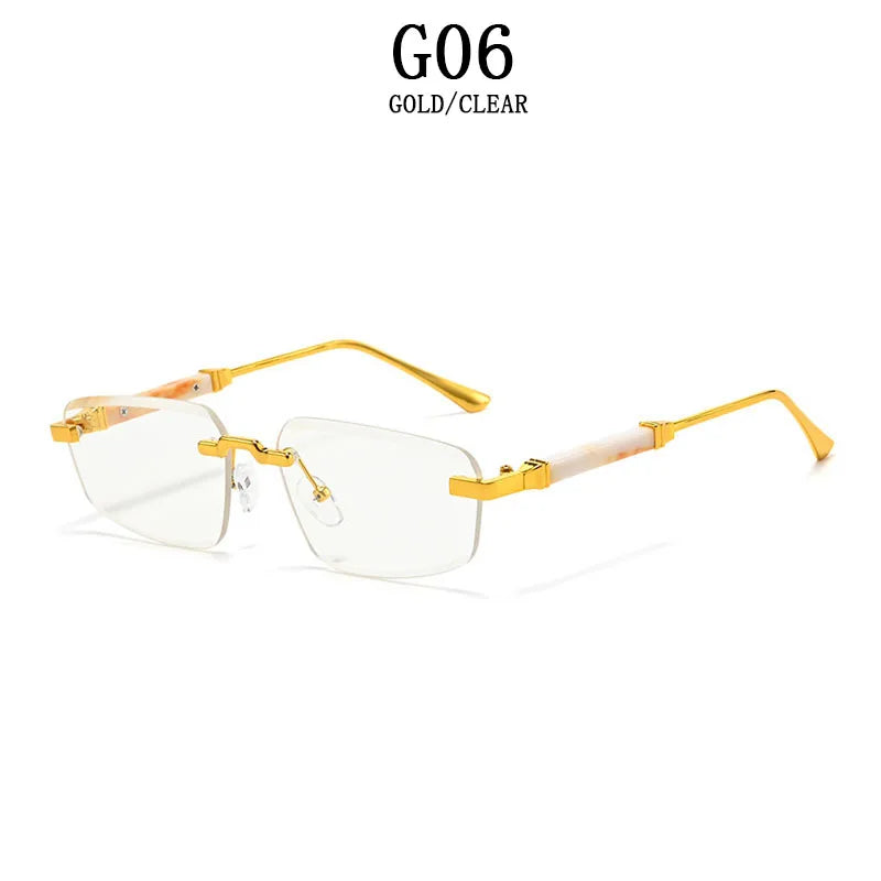 2026 Wooden Rimless Sunglasses Women Trendy Sunscreen Vintage Sunglass Men Vacation Fashion Glasses Lentes De Sol Mujer Okulary