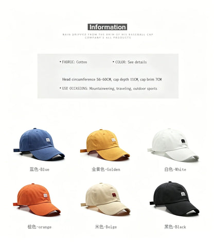 Fashion 100% Cotton Baseball Cap for Men and Women Letters Embroidered Snapback Hat Summer Sun Caps Unisex Casual Hip Hop Hats